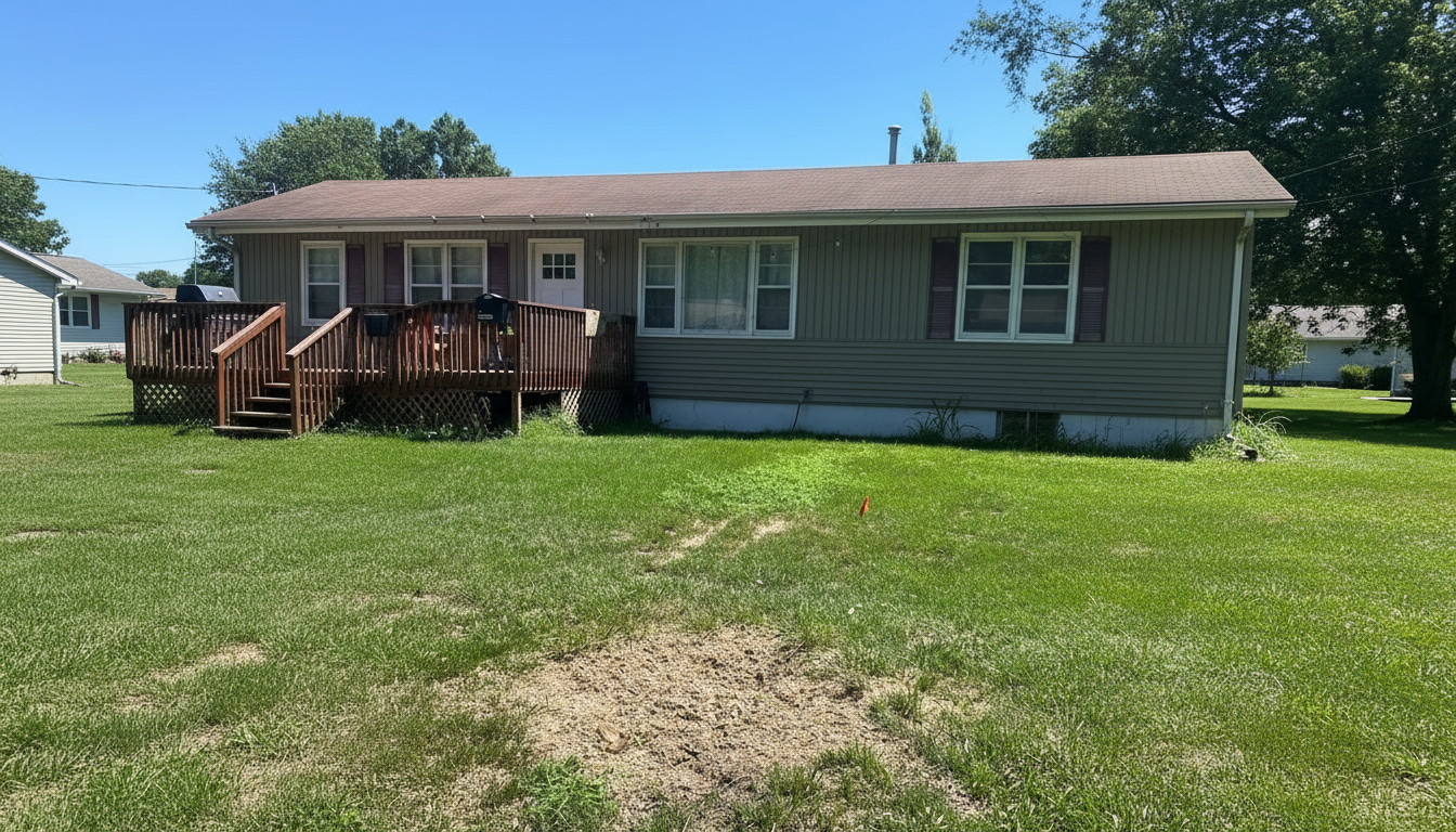 Yard with stump before grinding